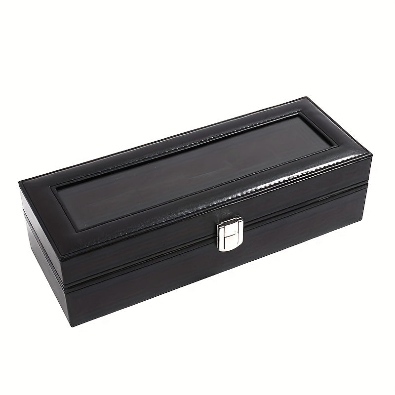6 Slot Men's Watch Box PU Leather Display Storage Father's Gift