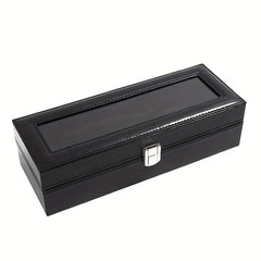 6 Slot Men's Watch Box PU Leather Display Storage Father's Gift