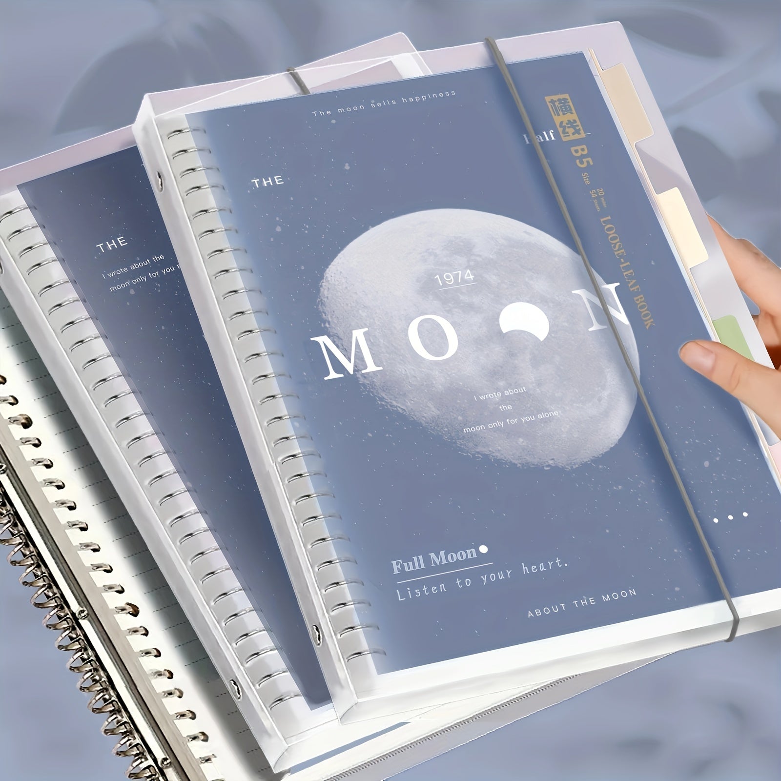 A5 B5 Moon Planet Clear Coil Loose Leaf Notebook - 108 Sheets Set