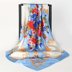 Vintage Silk Scarf Square Neckerchief Women Casual Shawl