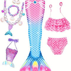 Mermaid Costume Swimsuit 3pc Set w/ Accessories Mermaid Princess Dress Up