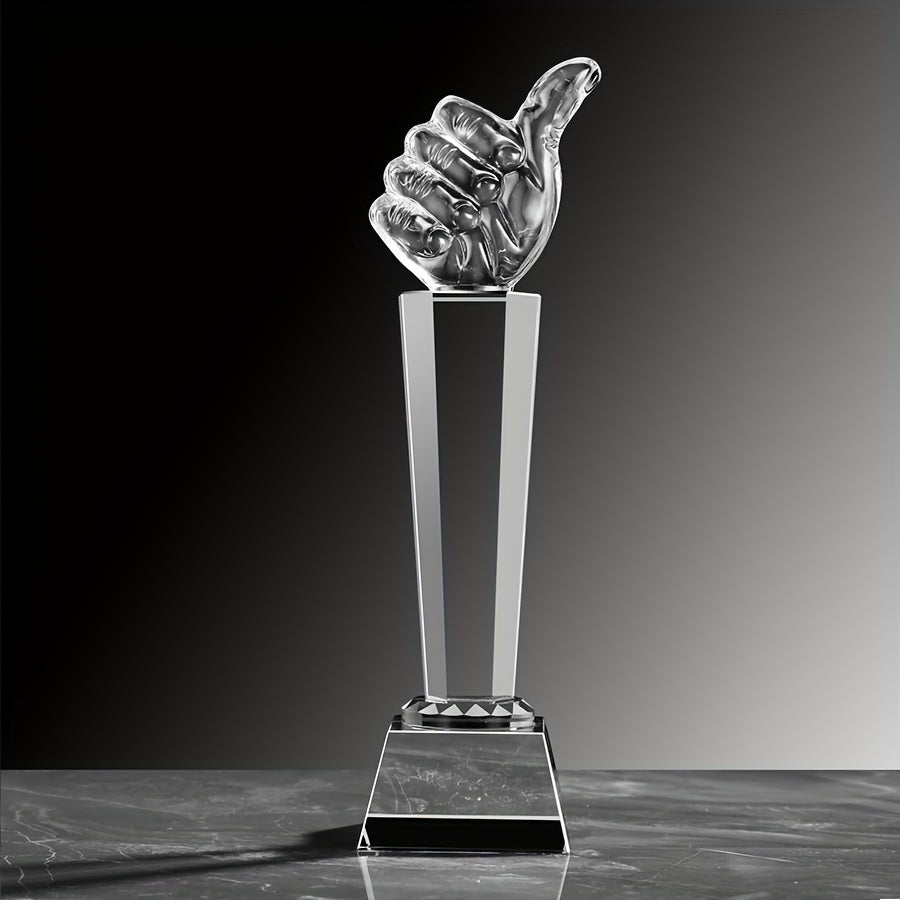 Crystal Glass Thumbs Trophy for Employee Appreciation and Sports Awards
