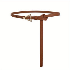 Triangle Metal Buckle Thin Belt Solid Women's Knotted Belt