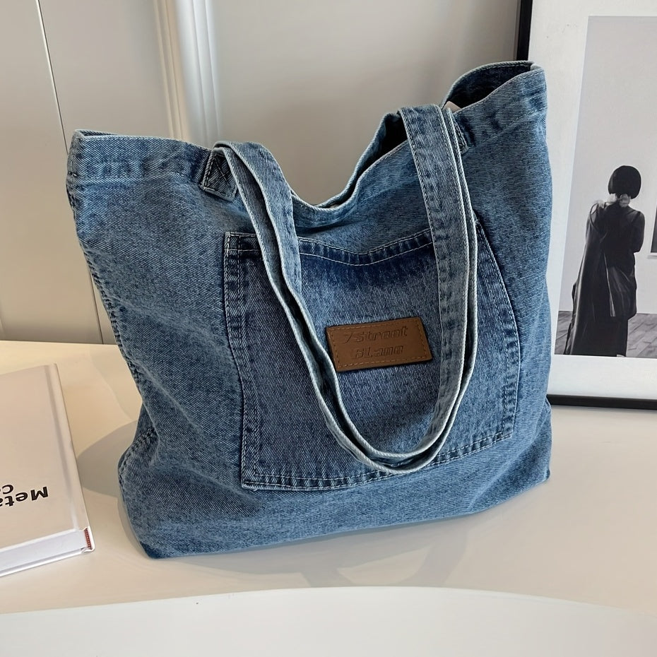 Denim Shoulder Bag All Match Novelty Tote Shopping Bag Women's Handbag