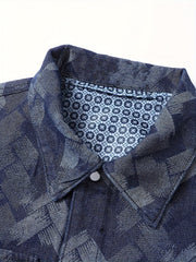 Men's Geometry Pattern Turn-down Collar Jacket