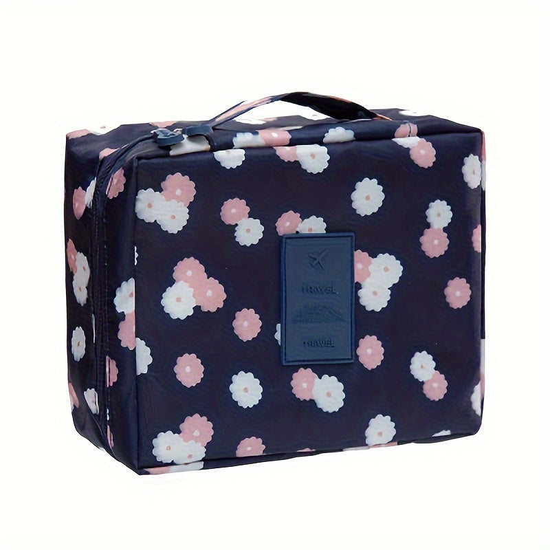 Floral Print Cosmetic Bag Travel Toiletry Makeup Zipper Bag