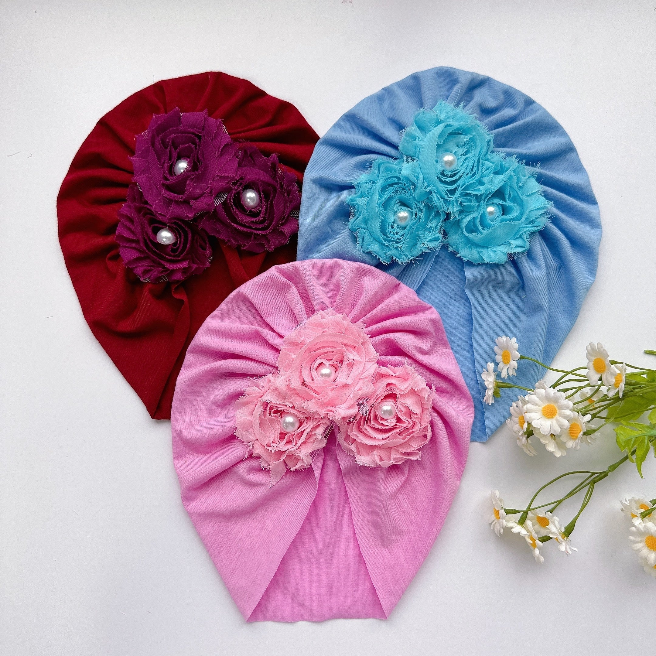 Baby Girls Flowers Decor Cap Soft Head Wrap