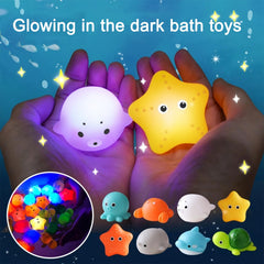 Light Up Sea Animals Set Glitter Colorful Bath Toys - 8pcs