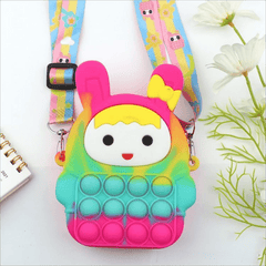 Funny Rabbit Shape Rainbow Crossbody Bag with Colorful Strap