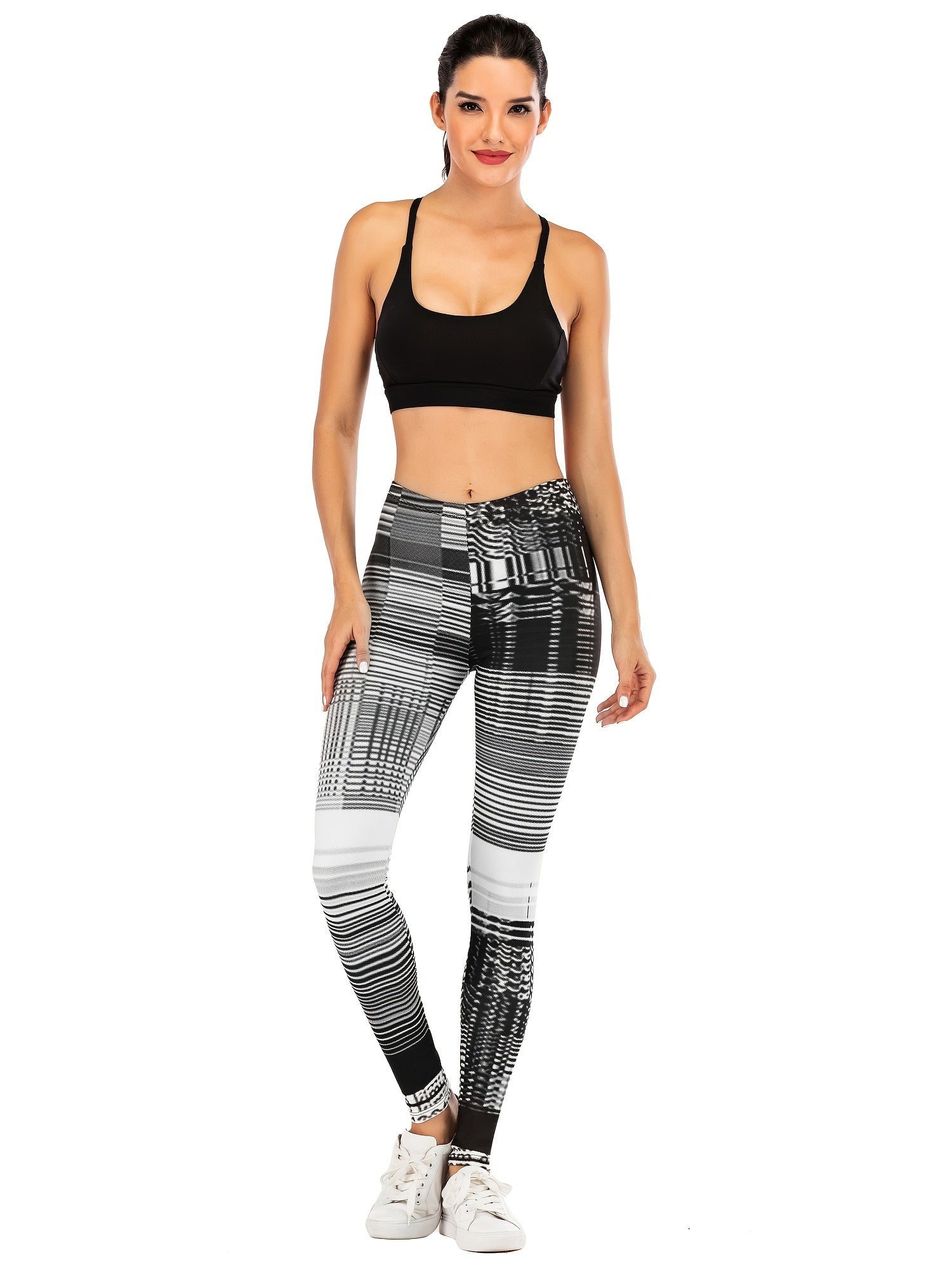 Sexy Grid Pattern Print Leggings High Waist Slim Leggings