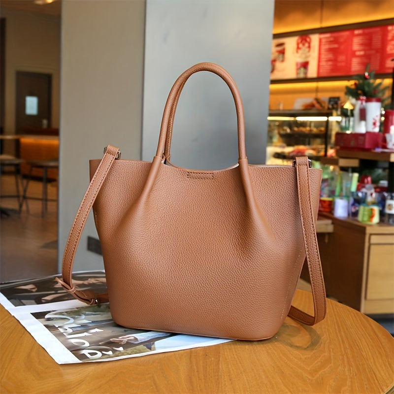 Women's Large Capacity Leather Handbag in Brown