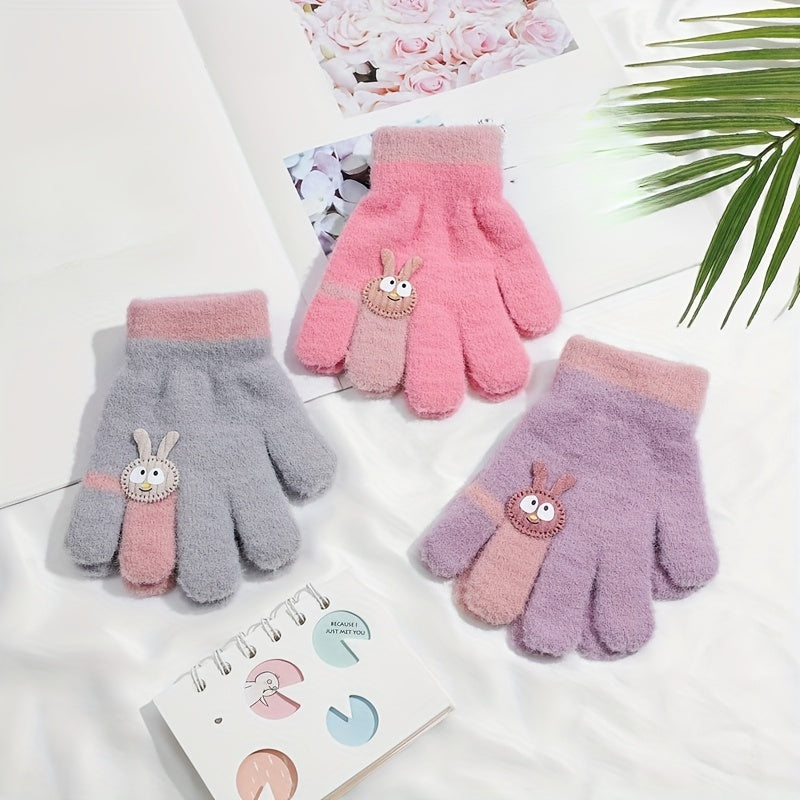 5 Finger Thin Warm Knitted Gloves for Autumn & Winter