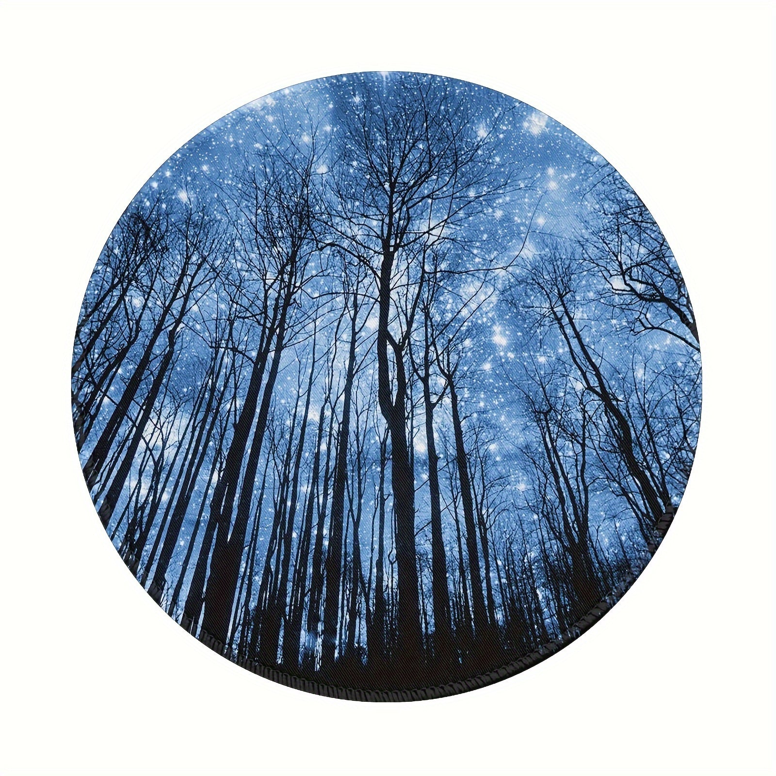 Circular Stitched Edge Mouse Pad - Star Tree Design