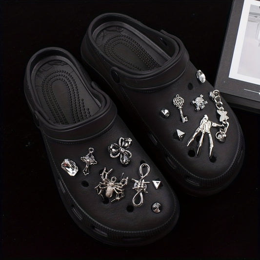 Dark Punk Hole Shoe Accessories Rhinestone Spider Shoe Flower Accessories