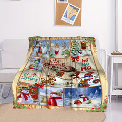 Christmas Snowman Flannel Blanket Lightweight Warm Soft Comfort for Travel Campi