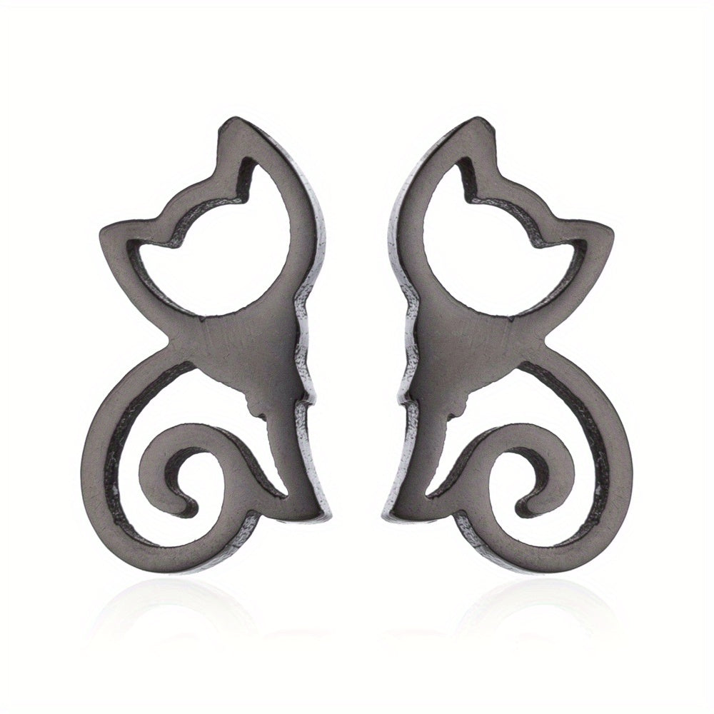 2pcs Men's Kitten Ear Studs Stainless Steel Ear Accessories