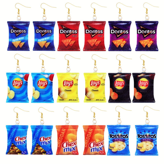 Chip Snack Bag Dangle Earrings Acrylic Jewelry Gift
