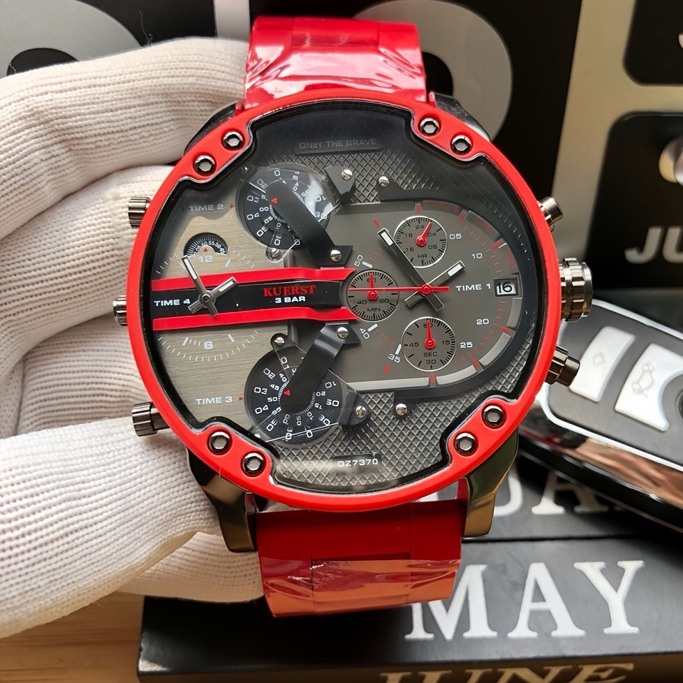 KUERST Large Dial Steel Wrist Watch Gift