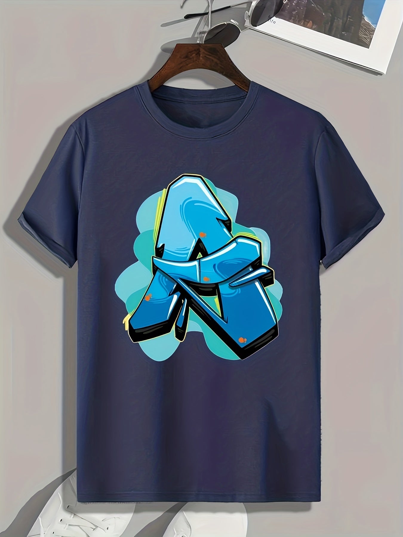 Abstract Letter A Print Men's Graphic T shirt Casual Comfy Tees Summer