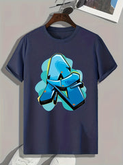 Abstract Letter A Print Men's Graphic T shirt Casual Comfy Tees Summer