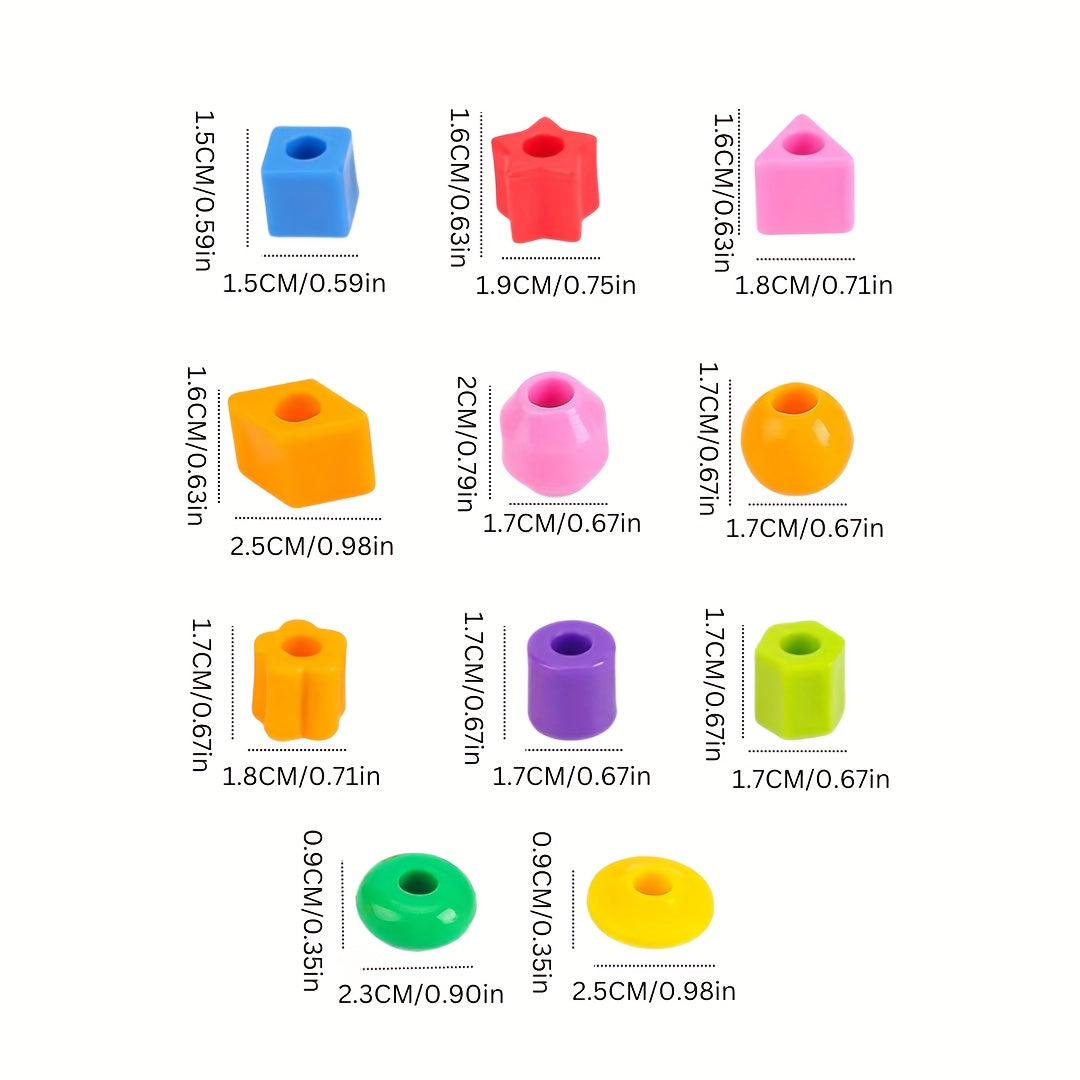 60pcs Bead Stringing Toy for Kids Ages 3 Shape Sorting Fine Motor Skills Set