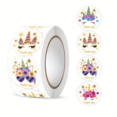 500pcs Unicorn Mermaid Thank You Sticker 1.0" Adhesive Label Decoration