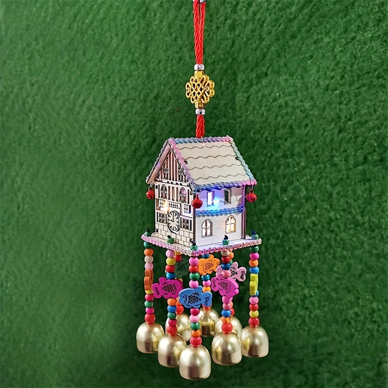 Mini House Wall Hanging Decor Wind Chime Bell for Kids Bedroom
