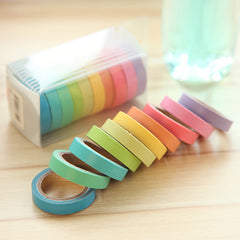 10pcs Rainbow Washi Tape Set Macaron Colors DIY Decoration