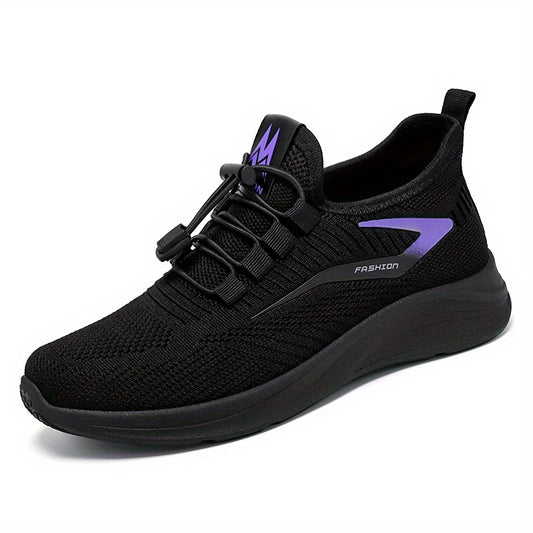 Women's Mesh Panel Flatform Sneakers Lace Up Low Round Toe Breathable Shoes