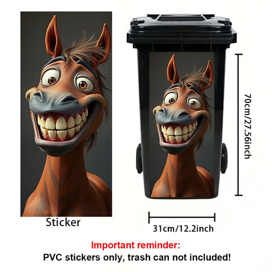 Funny Horse & Donkey Trash Can Sticker Indoor/Outdoor Decal