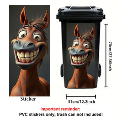 Funny Horse & Donkey Trash Can Sticker Indoor/Outdoor Decal