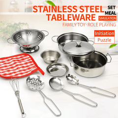 Mini Stainless Steel Kitchen Toys Cooking Utensils Set for Kids