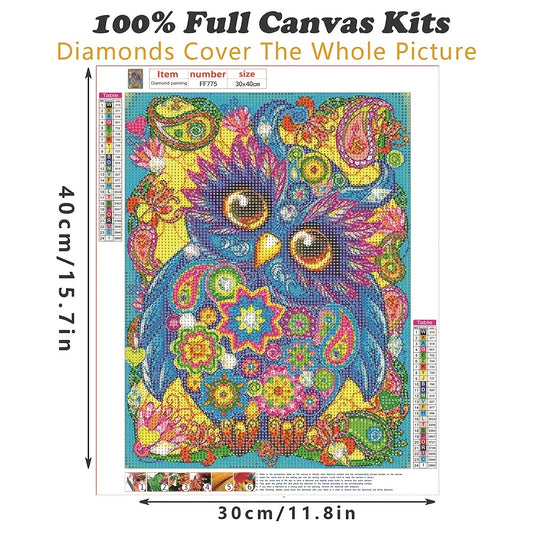 DIY Owl Diamond Art Painting Kit 30x40cm Perfect Gift for Adults and Kids