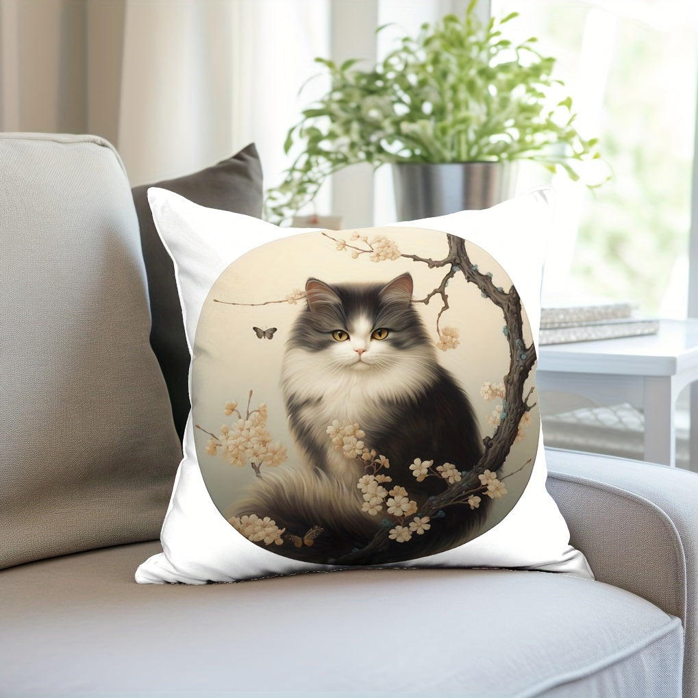 Cat Printed Throw Pillow Cover Home Decor