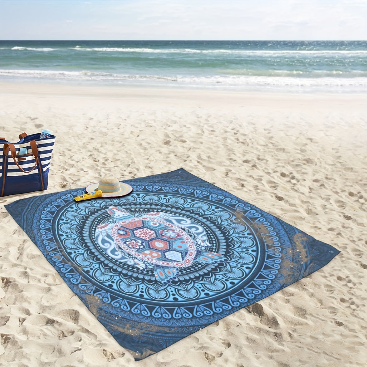 Turtle Pattern Beach Towel Absorbent Sandproof Lightweight Towel