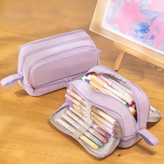 Double Layer Double Window Large Capacity Pencil Case