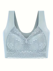 Lace Wireless Bra with Scallop Trim Comfy & Breathable Women's Lingerie
