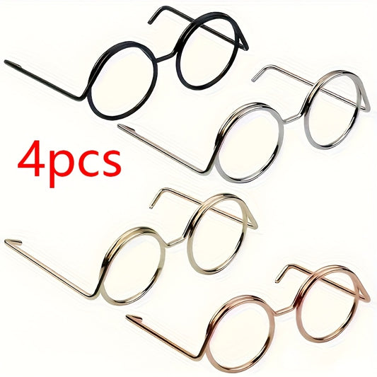 4pcs Mini Eyeglass Frames Various Colors Iron Accessories Metal Craft Glasses