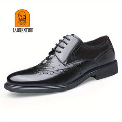 LAORENTOU Men's Brogue Leather Dress Shoes Lightweight Formal Shoes