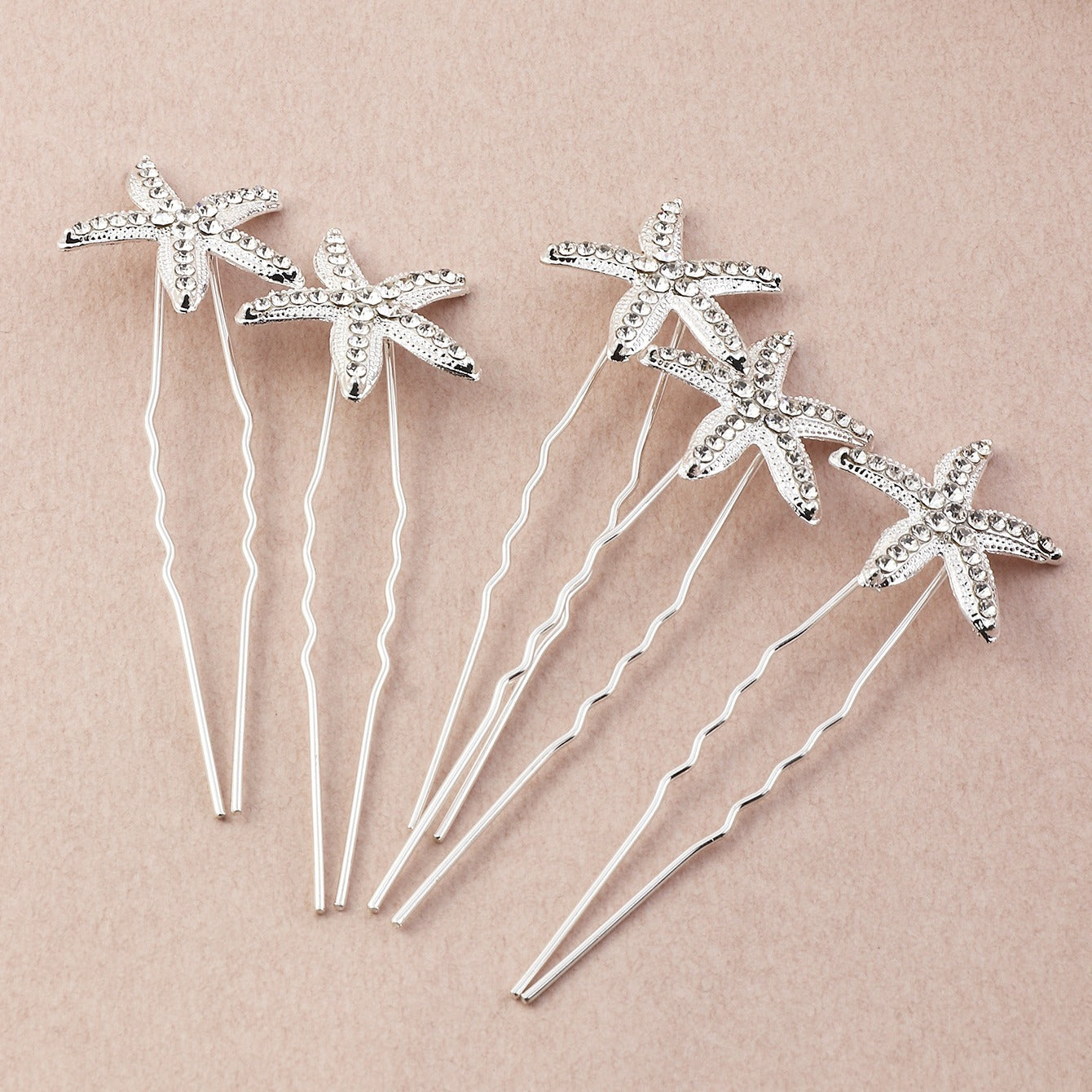 Starfish Bride Hair U pin Rhinestone Alloy Hairpin 5pcs Set