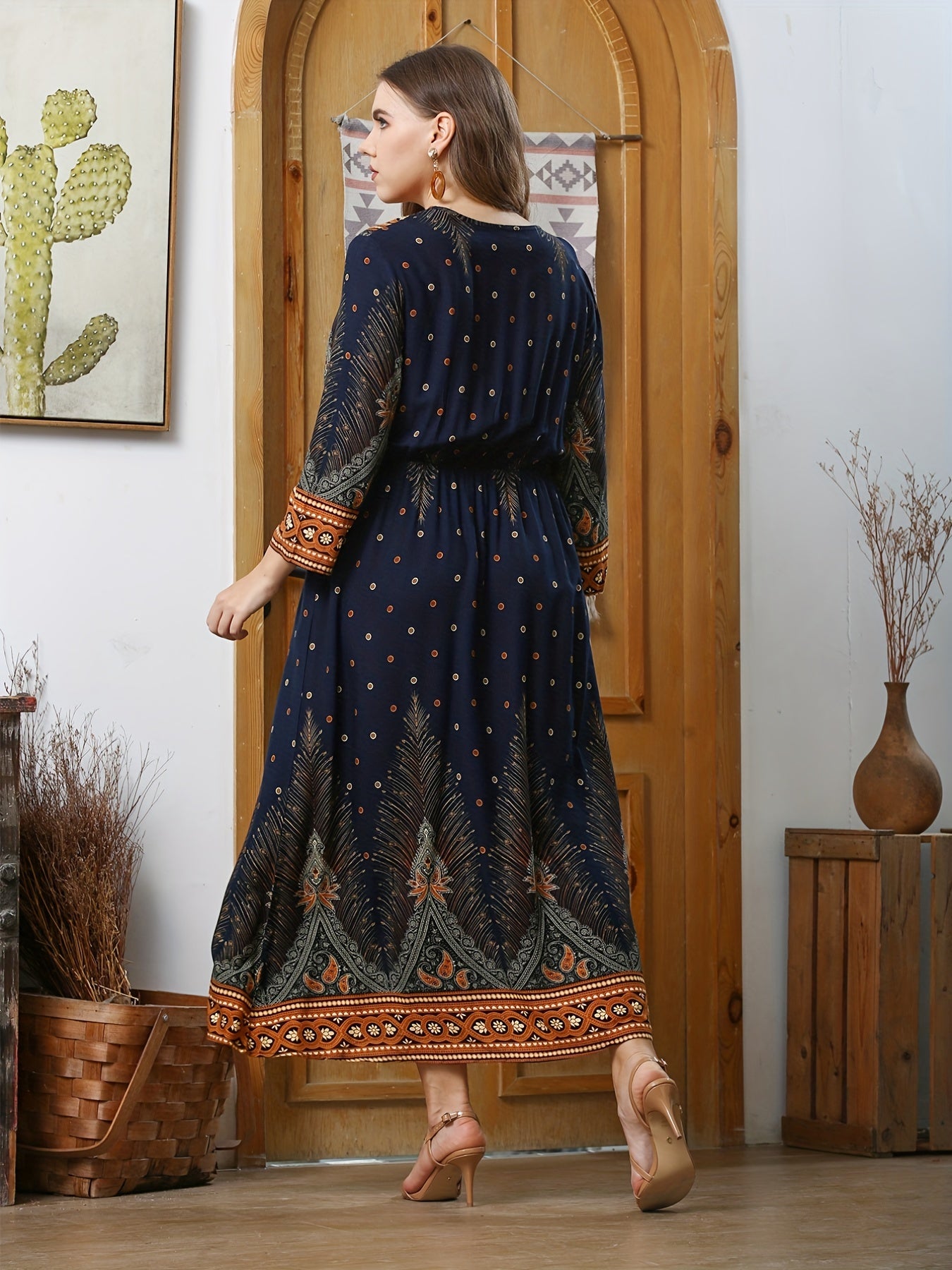  Tribal & Paisley Print Maxi Dress
