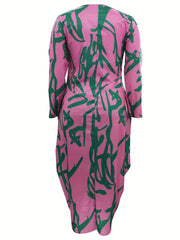  Casual Dress Women's Plus Random Print Long Sleeve