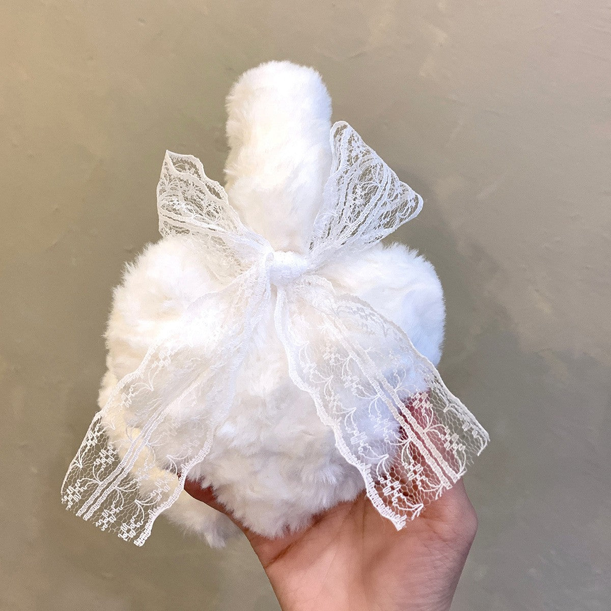 Japanese Style Fluffy Ear Muffs with Lace Bow Heart Shaped Earmuffs