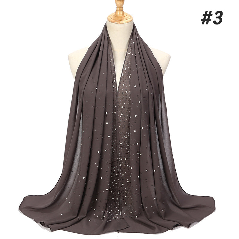 Wrinkles Chiffon Head Scarf Solid Bubble Wrap Shawl