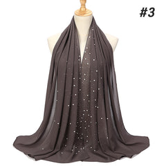 Wrinkles Chiffon Head Scarf Solid Bubble Wrap Shawl