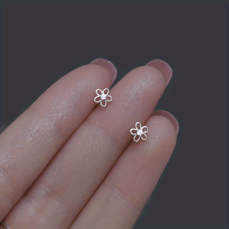 Zircon Stud Earrings 14K Plated 925 Silver Ear Decoration For Women