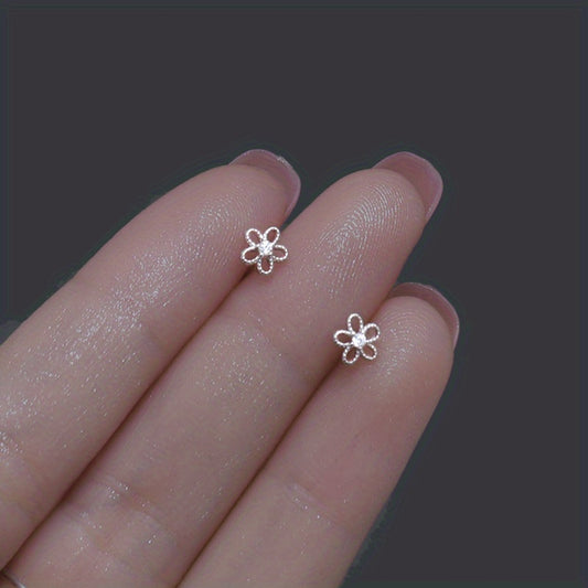 Zircon Stud Earrings 14K Plated 925 Silver Ear Decoration For Women