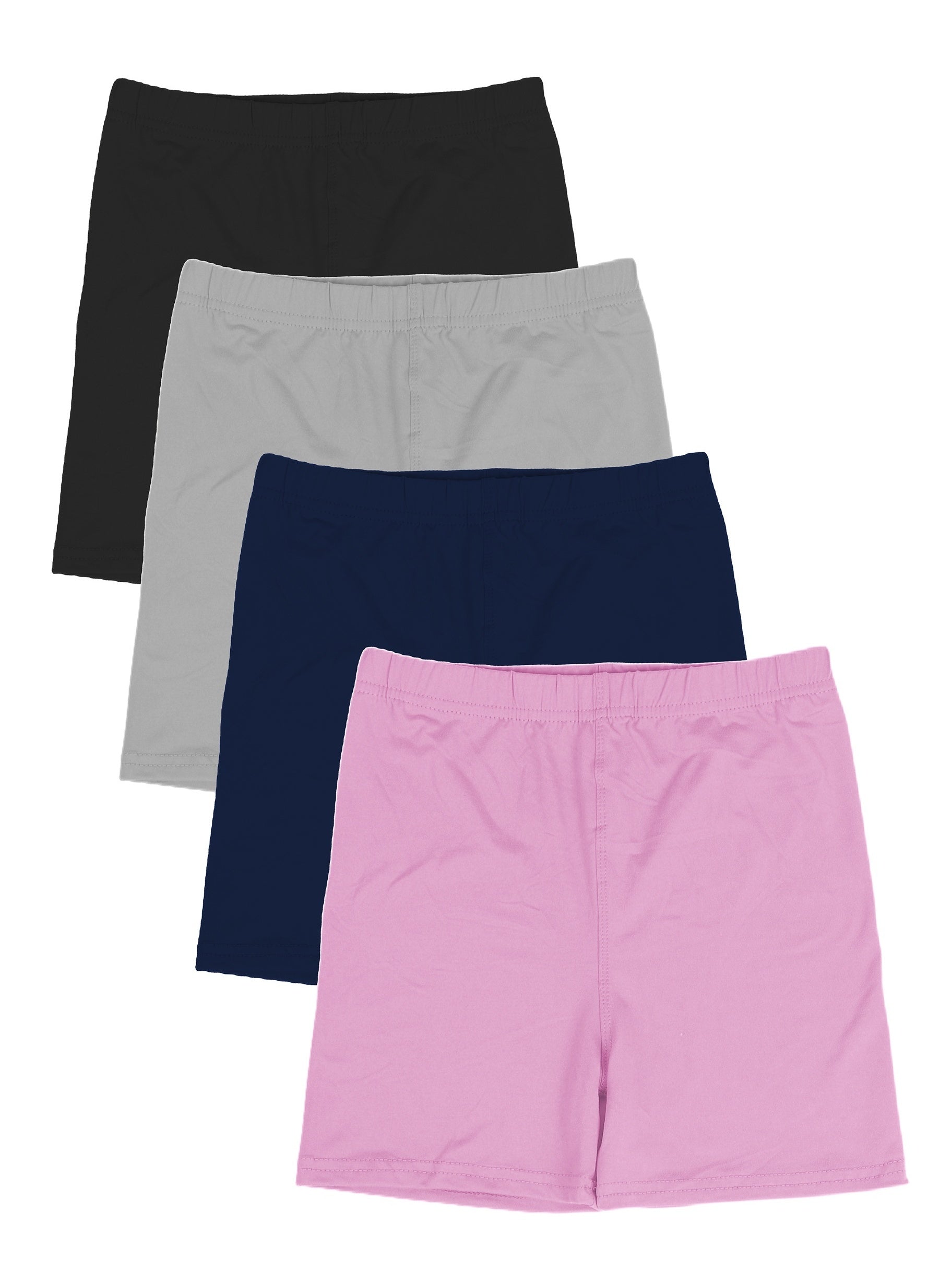4 Pack Girls Bike Shorts High Stretch Dance Under Dress Colorful Kids Shorts
