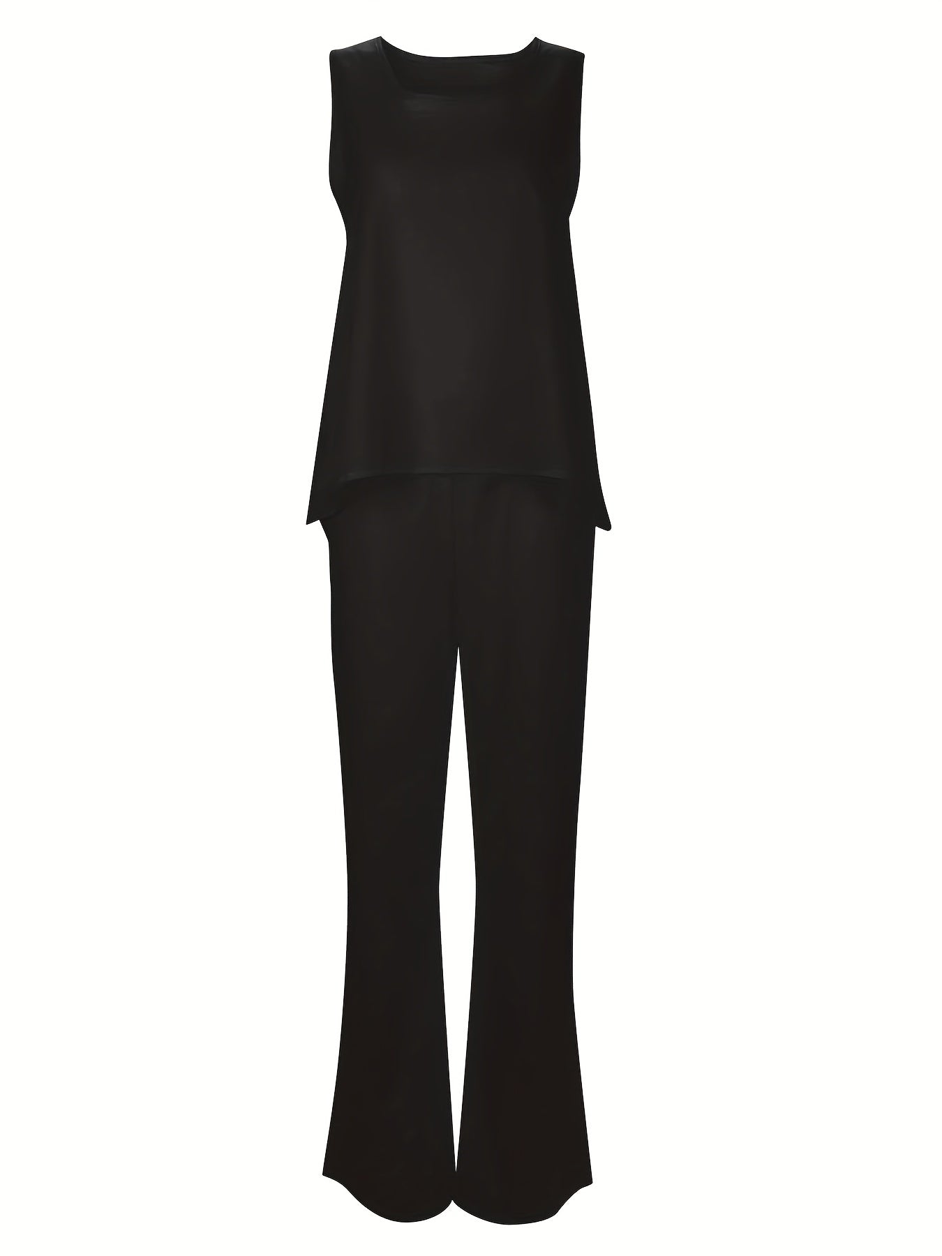  Solid Tank Top & Wide Leg Pants Set