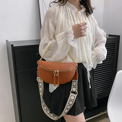 Solid Crossbody Bag With Chain Decor Bum Bag Fanny Pack